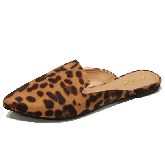 leopard slip on sandals
